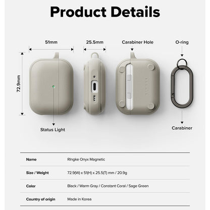 Ringke Onyx Magnetic Case for Apple AirPods Pro 3, Gray