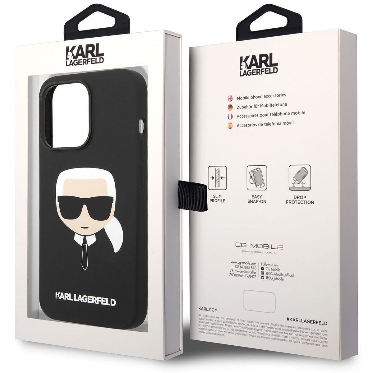 Θήκη MagSafe για Apple iPhone 14 Pro, Karl Lagerfeld, Silicone Karl Head, Μαύρη