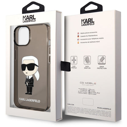 Case for Apple iPhone 14 Plus, Karl Lagerfeld, IML Ikonik NFT, Black Transparent