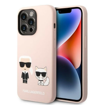 MagSafe Case for Apple iPhone 14 Pro, Karl Lagerfeld, Silicone Body Karl & Choupette, Pink
