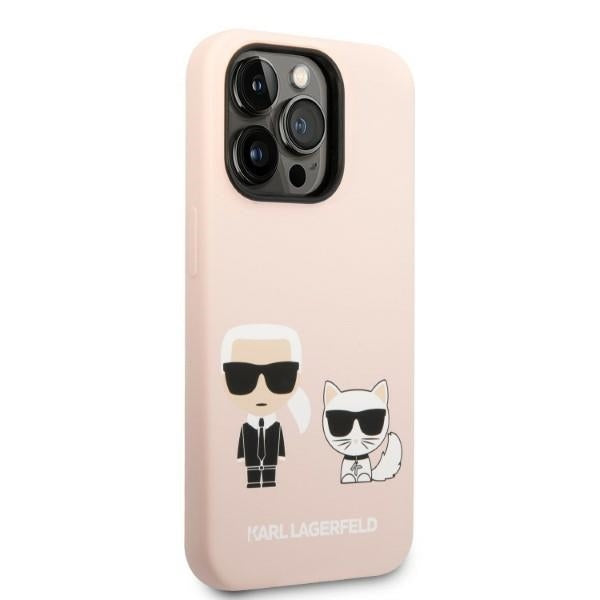MagSafe Case for Apple iPhone 14 Pro, Karl Lagerfeld, Silicone Body Karl & Choupette, Pink
