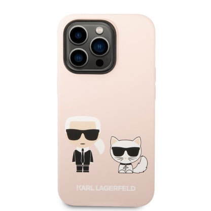MagSafe Case for Apple iPhone 14 Pro Max, Karl Lagerfeld, Silicone Body Karl & Choupette, Pink