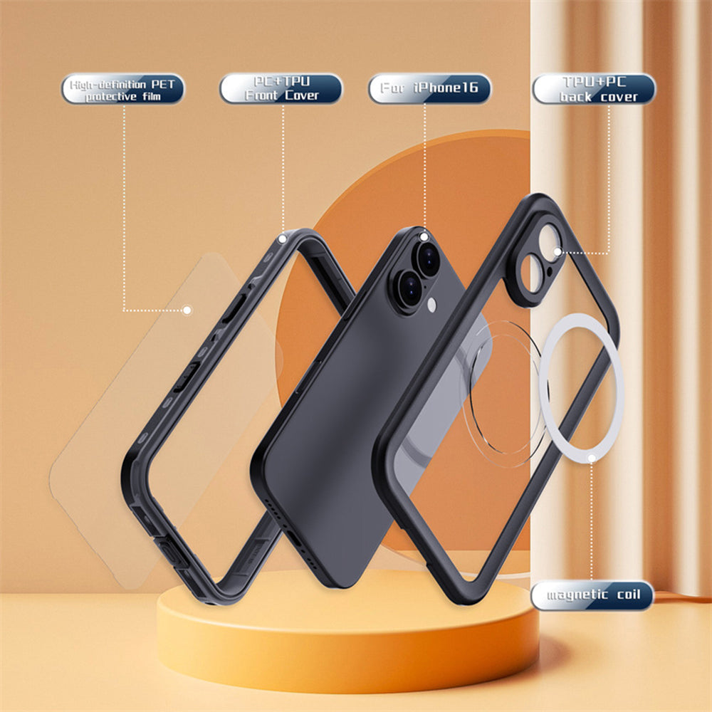 Αδιάβροχη Θήκη για Apple iPhone 16, ShellBox, Μαύρη