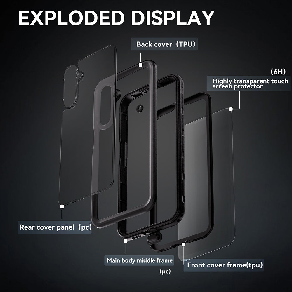 Αδιάβροχη Θήκη για Samsung Galaxy A16 5G A166 / A16 4G A165, ShellBox, Μαύρη