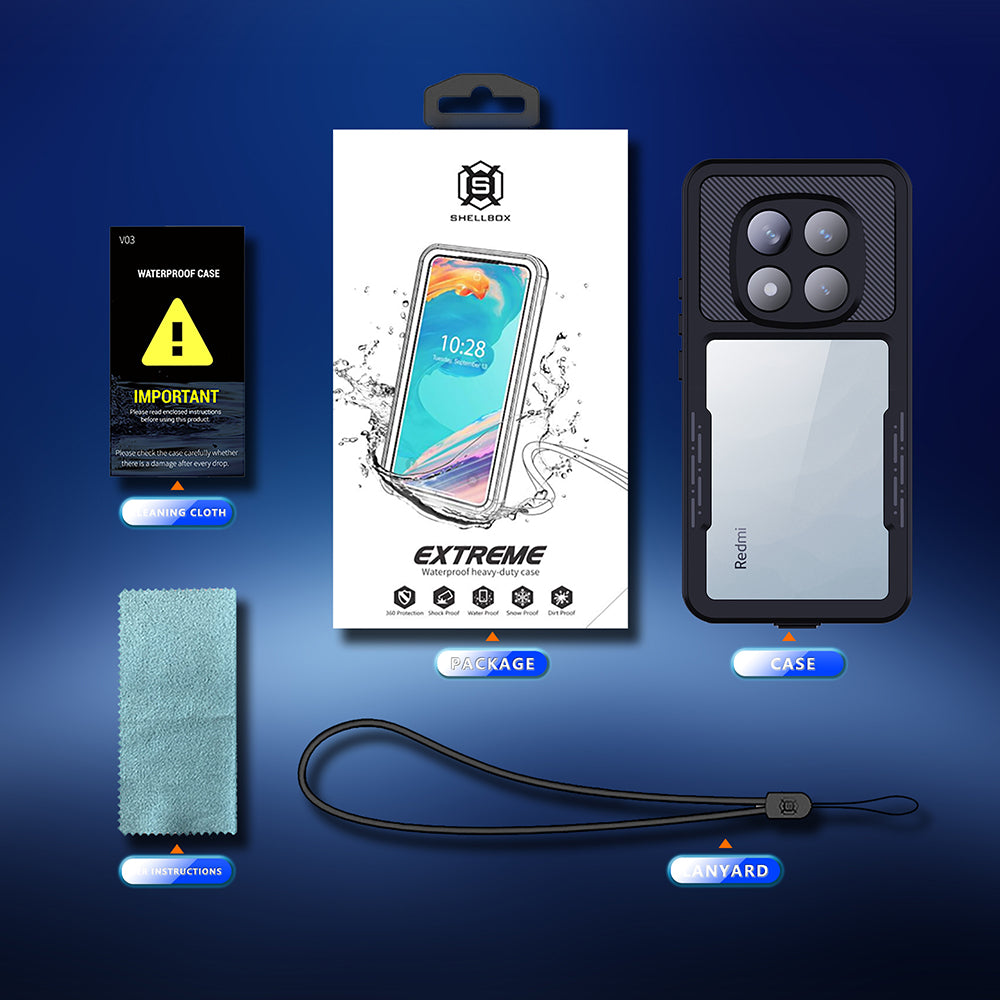 Θήκη Waterproof για Xiaomi Poco X7 / Redmi Note 14 Pro 5G, ShellBox, Μαύρη