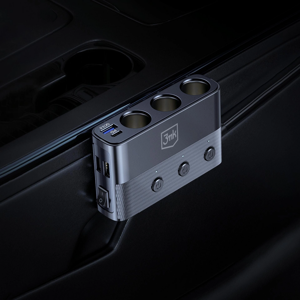 Φορτιστής Αυτοκινήτου 3MK Power Splitter, 120W, 3A, 3 x USB-A - 1 x USB-C - 3 x Επέκταση Αναπτήρα, Μαύρο