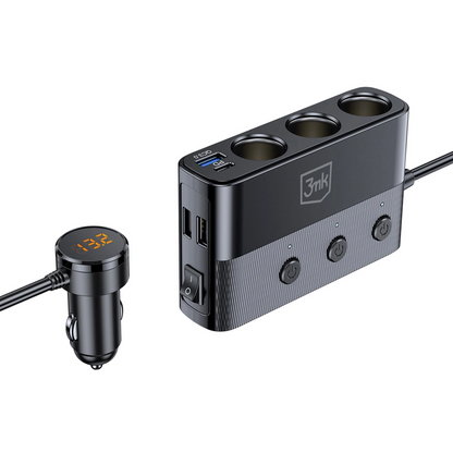 Φορτιστής Αυτοκινήτου 3MK Power Splitter, 120W, 3A, 3 x USB-A - 1 x USB-C - 3 x Επέκταση Αναπτήρα, Μαύρο