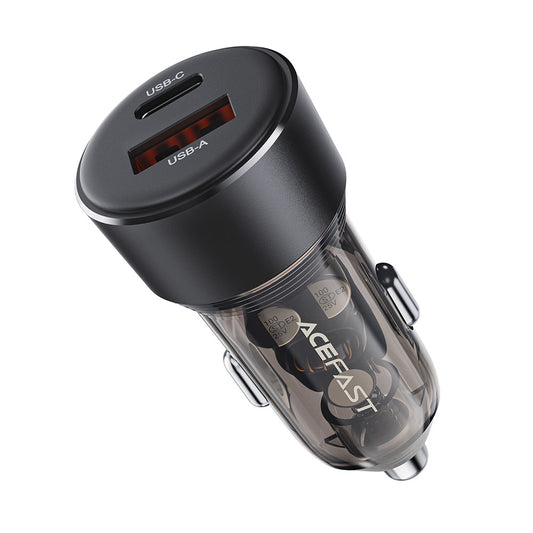 Φορτιστής Αυτοκινήτου Acefast B12, 60W, 3A, 1 x USB-A - 1 x USB-C, Μαύρο
