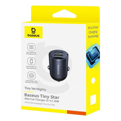 Φορτιστής Αυτοκινήτου Baseus Tiny Star, 30W, 3A, 2 x USB-C, Μαύρος C00035001121-03