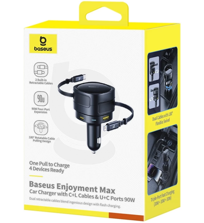 Φορτιστής Αυτοκινήτου με Καλώδιο USB-C / Lightning Baseus Enjoyment Max, 90W, 3A, 1 x USB-A - 1 x USB-C, Μαύρο C00035507121-02