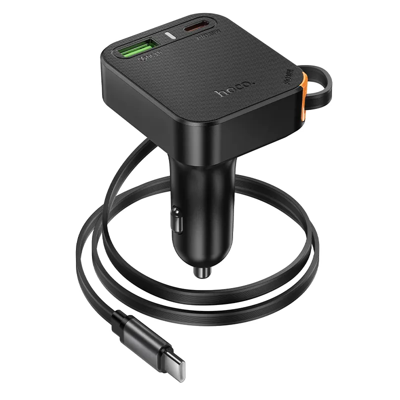 Car Charger with USB-C Cable HOCO NZ18, 65W, 3A, 1 x USB-A - 1 x USB-C, Black