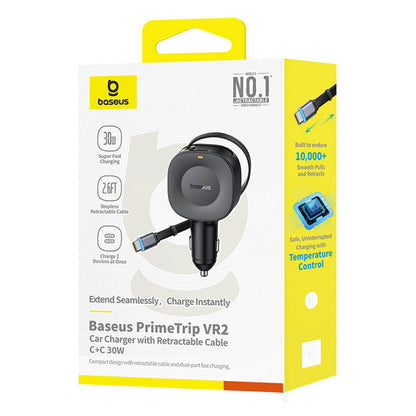 Baseus PrimeTrip VR2 Car Charger with USB-C Cable, 30W, 3A, 1 x USB-C, Black C0206400