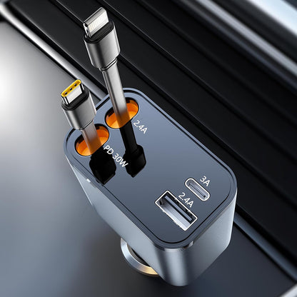 Φορτιστής Αυτοκινήτου με Καλώδιο USB-C / Lightning Techsuit C1 NanoVoltX, 69W, 3A, 1 x USB-A - 1 x USB-C, Γκρι