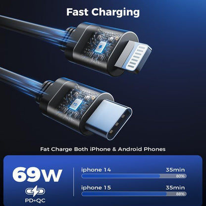 Φορτιστής Αυτοκινήτου με Καλώδιο USB-C / Lightning Techsuit C1 NanoVoltX, 69W, 3A, 1 x USB-A - 1 x USB-C, Γκρι