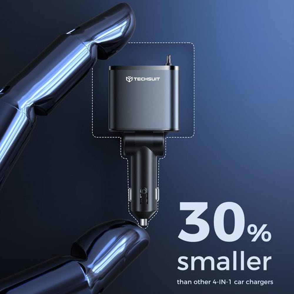 Φορτιστής Αυτοκινήτου με Καλώδιο USB-C / Lightning Techsuit C1 NanoVoltX, 69W, 3A, 1 x USB-A - 1 x USB-C, Γκρι