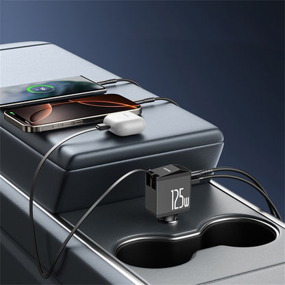 Φορτιστής Αυτοκινήτου με Καλώδιο USB-C / Lightning Yesido Y71 Display, 125W, 3A, 1 x USB-A - 1 x USB-C, Μαύρο