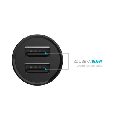 Φορτιστής Αυτοκινήτου Fixed, 15.5W, 3A, 2 x USB-A, Μαύρος