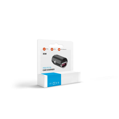 Fixed Auto Charger, 30W, 3A, 1 x USB-A - 1 x USB-C, Black