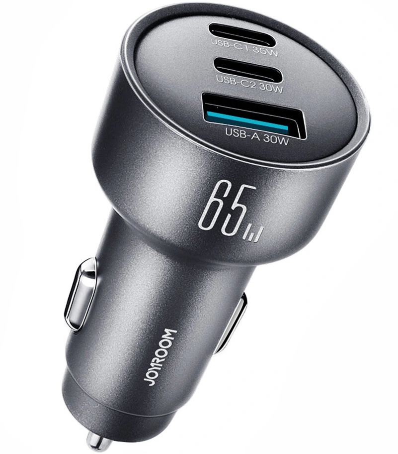 Φορτιστής Αυτοκινήτου Joyroom JR-CCN19, 65W, 1 x USB-A - 2 x USB-C, Γκρι