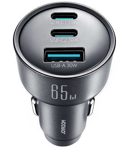 Φορτιστής Αυτοκινήτου Joyroom JR-CCN19, 65W, 1 x USB-A - 2 x USB-C, Γκρι