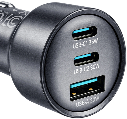 Φορτιστής Αυτοκινήτου Joyroom JR-CCN19, 65W, 1 x USB-A - 2 x USB-C, Γκρι