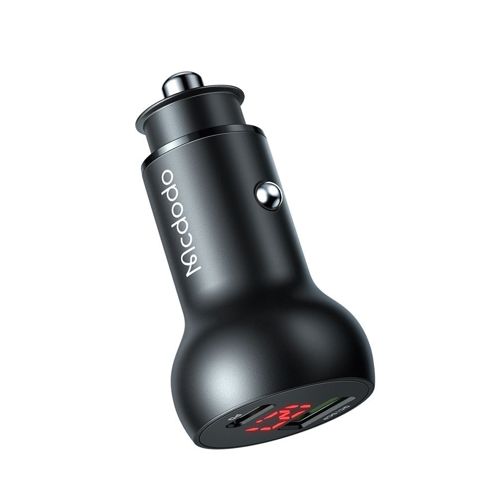 McDodo CC-7030 Auto Charger Display, 45W, 5A, 1 x USB-A - 1 x USB-C, Black