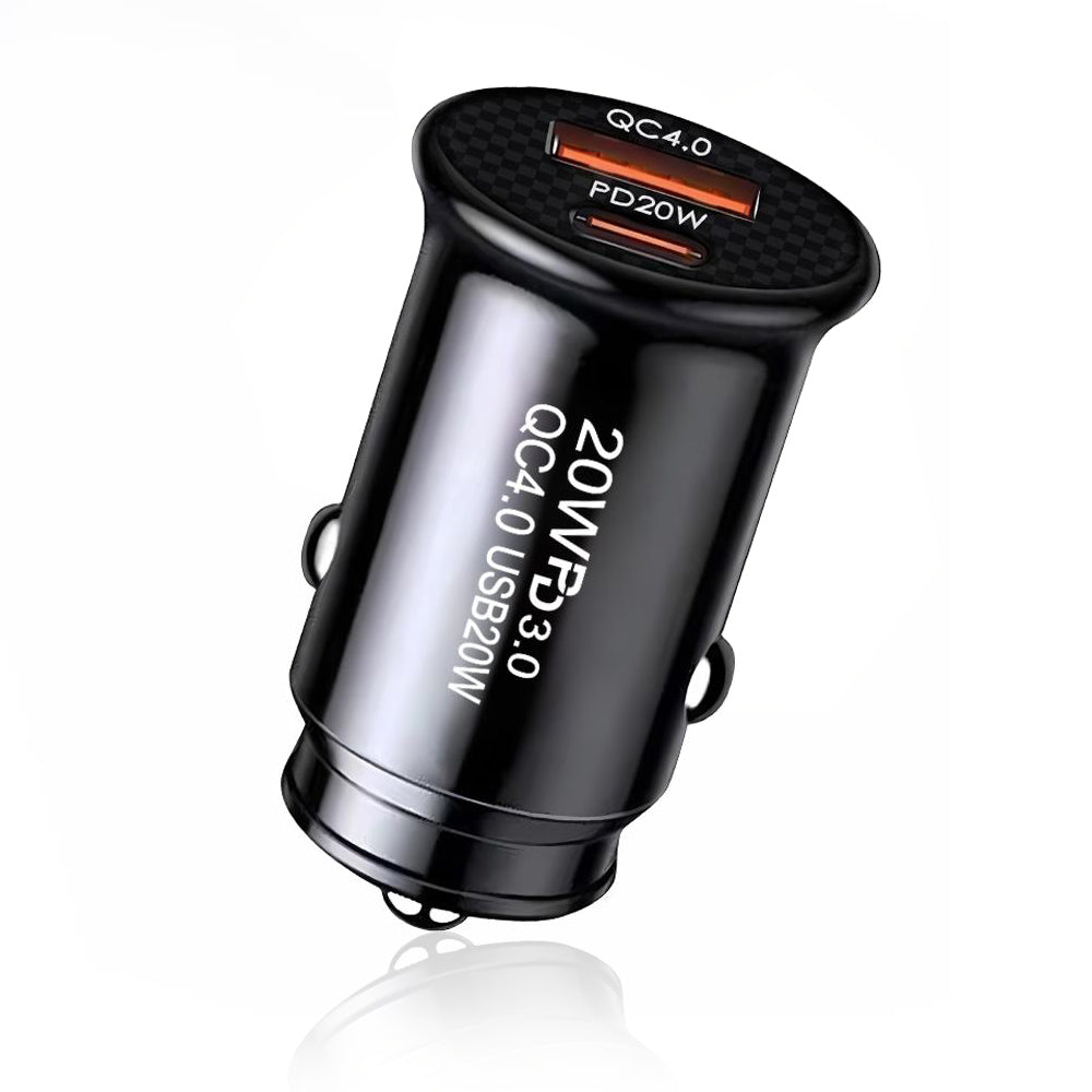 Techsuit C4 MiniFuseX Car Charger, 20W, 3A, 1 x USB-A - 1 x USB-C, Black