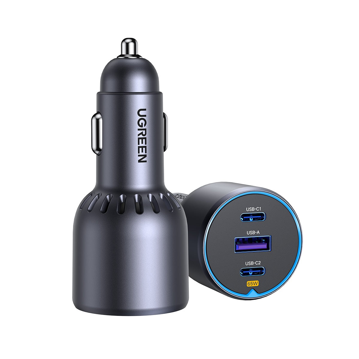 UGREEN EC703 Car Charger, 75W, 3.25A, 1 x USB-A - 2 x USB-C, Black