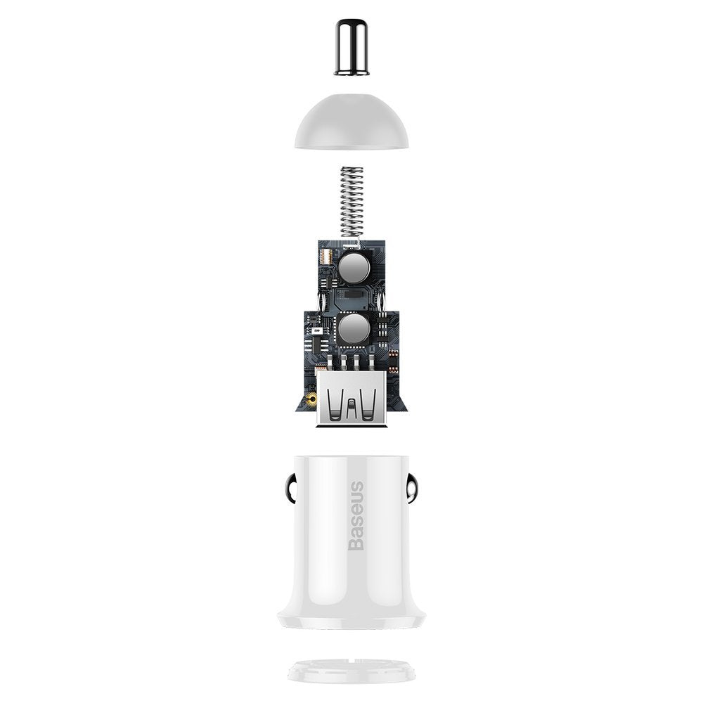 Φορτιστής Αυτοκινήτου Baseus Grain Pro, 24W, 2.4A, 2 x USB-A, Λευκός CCALLP-02