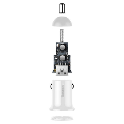 Φορτιστής Αυτοκινήτου Baseus Grain Pro, 24W, 2.4A, 2 x USB-A, Λευκός CCALLP-02