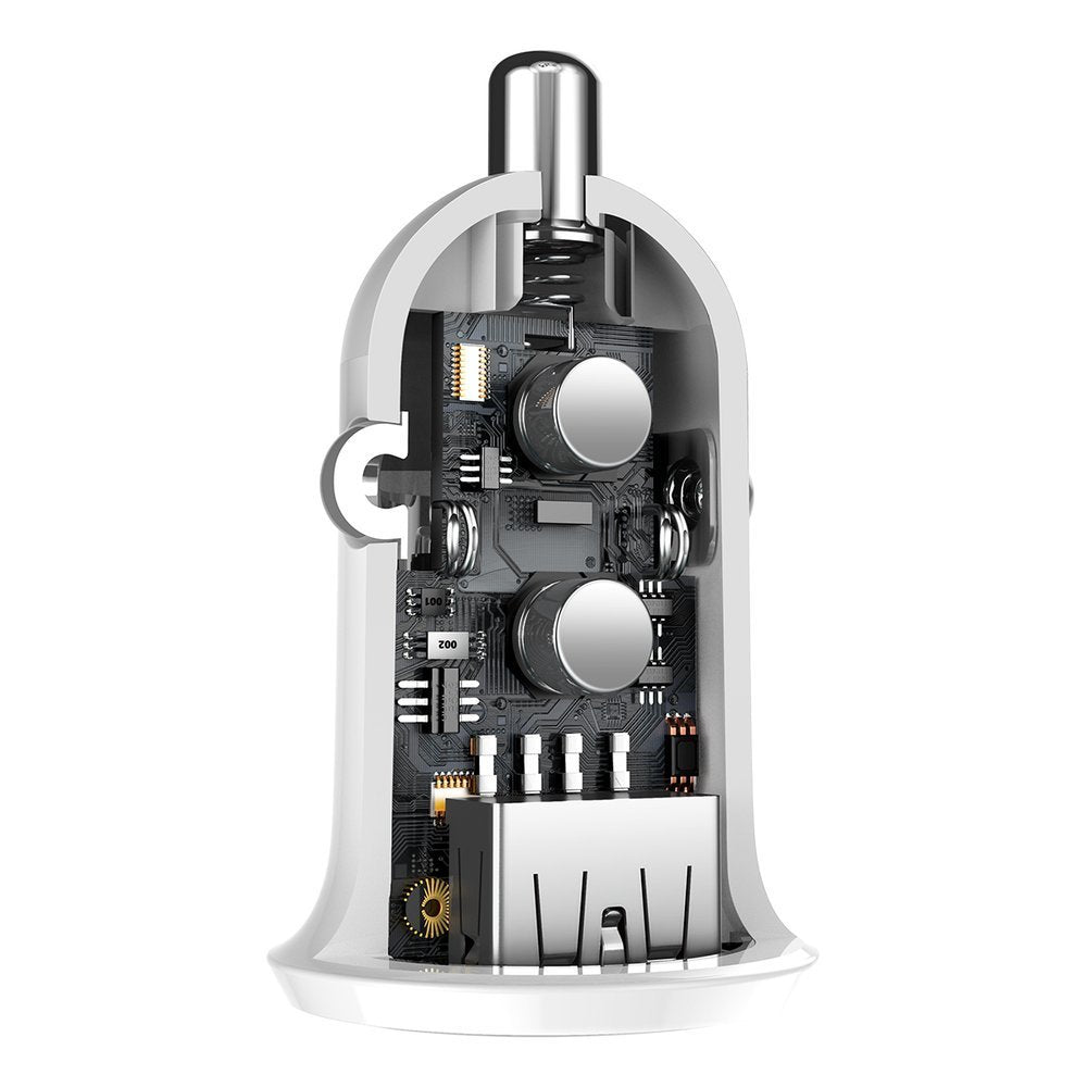 Φορτιστής Αυτοκινήτου Baseus Grain Pro, 24W, 2.4A, 2 x USB-A, Λευκός CCALLP-02