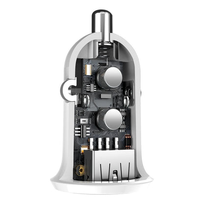 Φορτιστής Αυτοκινήτου Baseus Grain Pro, 24W, 2.4A, 2 x USB-A, Λευκός CCALLP-02
