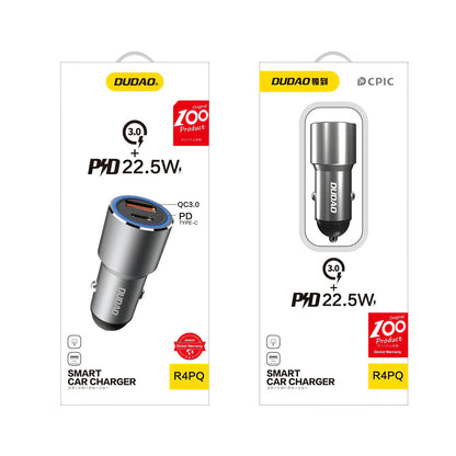 Φορτιστής Αυτοκινήτου USB Dudao R4PQ, 1 X USB - 1 X USB Τύπου-C, 22.5 W, Quick Charge - Power Delivery, Γκρι