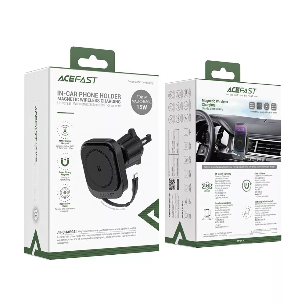 Ασύρματος Φορτιστής Αυτοκινήτου Acefast D32, 15W, 1.67A, Μαύρο