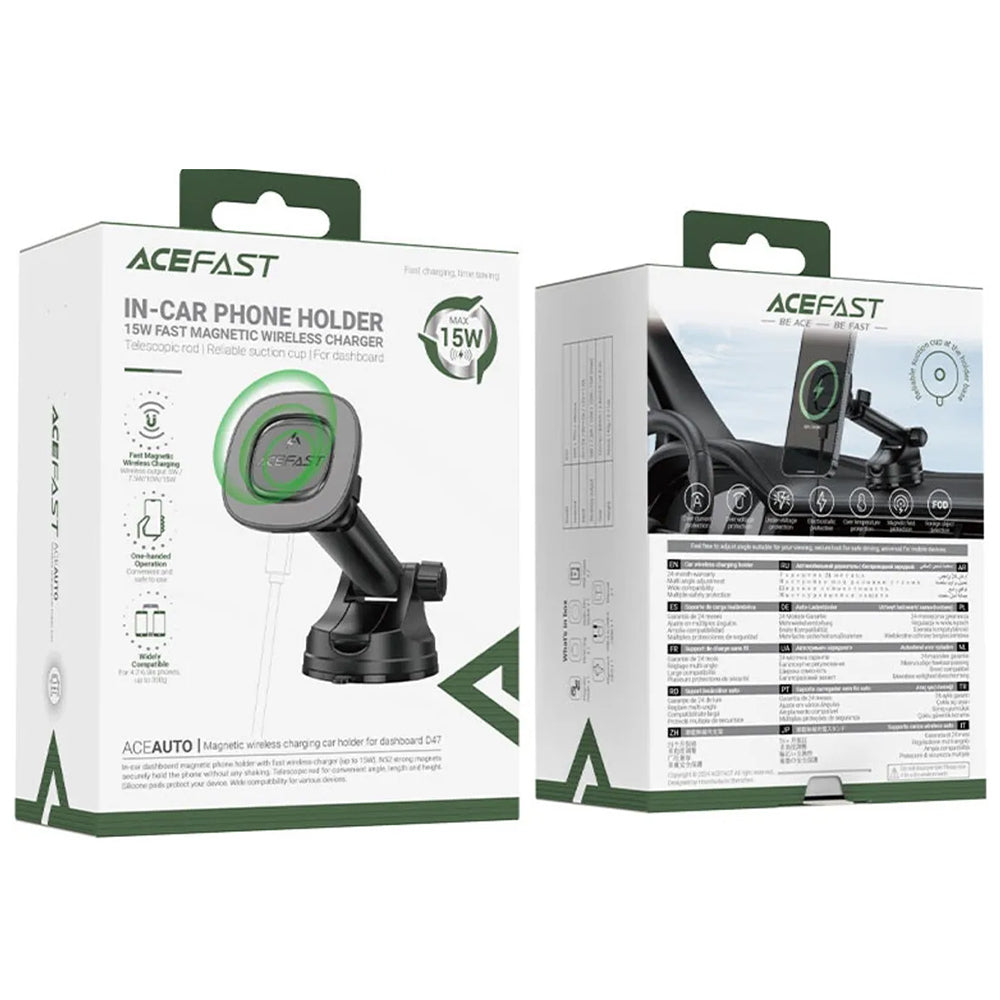 Ασύρματος Φορτιστής Αυτοκινήτου Acefast D47, 15W, 1.67A, Μαύρο