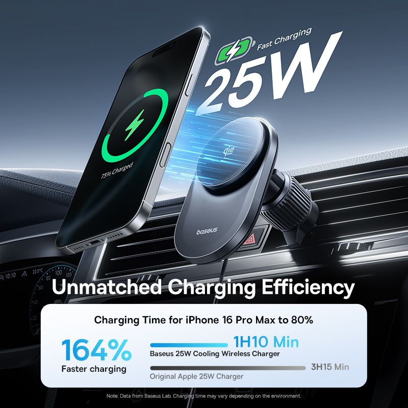 Baseus PrimeTrip VC2 Pro Wireless Car Charger, 25W, Black C0013N00