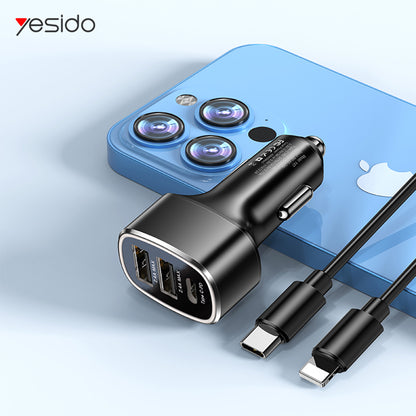 Φορτιστής Αυτοκινήτου Yesido Y47, 49W, 3A, 2 x USB-A - 1 x USB-C, Μαύρο