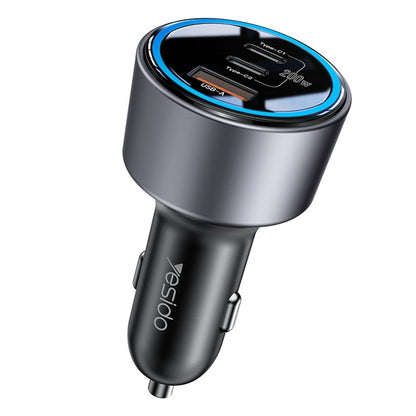 Φορτιστής Αυτοκινήτου Yesido Y59, 200W, 5A, 1 x USB-A - 2 x USB-C, Μαύρο