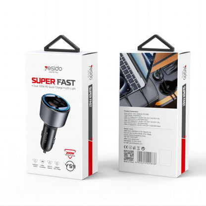 Φορτιστής Αυτοκινήτου Yesido Y59, 200W, 5A, 1 x USB-A - 2 x USB-C, Μαύρο