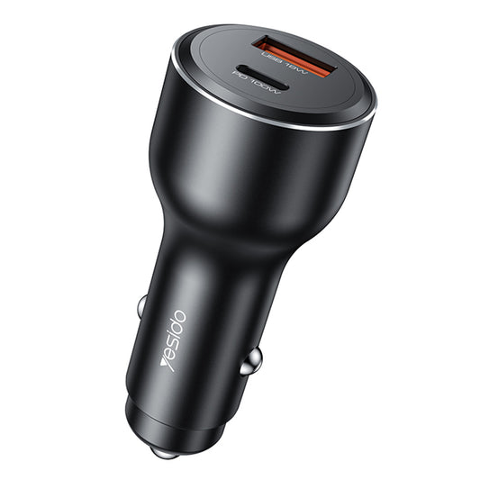 Φορτιστής Αυτοκινήτου Yesido Y65, 100W, 5A, 1 x USB-A - 1 x USB-C, Μαύρο