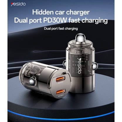 Φορτιστής Αυτοκινήτου Yesido Y69, 30W, 3A, 2 x USB-C, Μαύρο