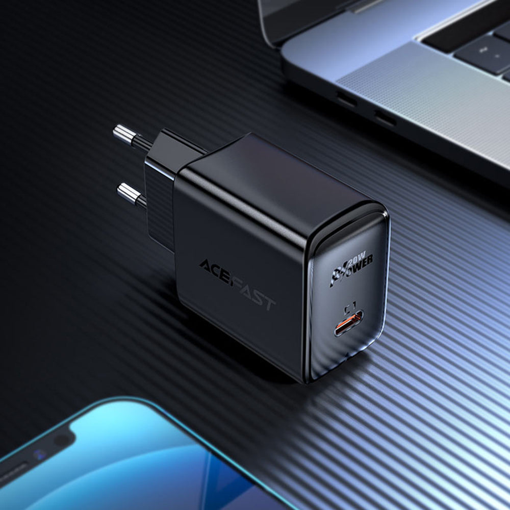 Acefast A1 Network Charger, 20W, 3A, 1 x USB-C, Black