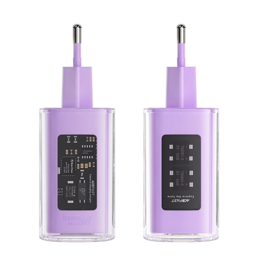 Φορτιστής Δικτύου Acefast A45 Exploration, 65W, 3.25A, 1 x USB-A - 2 x USB-C, Μωβ