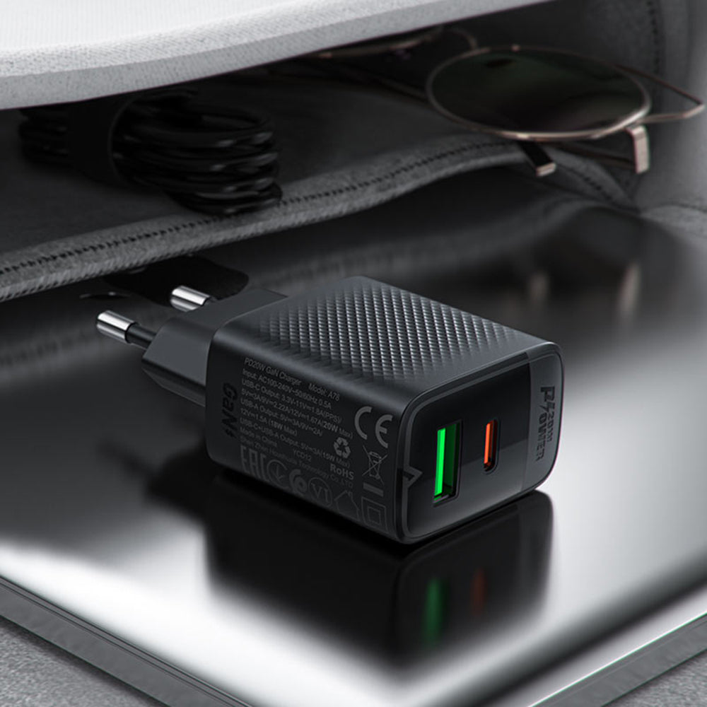 Φορτιστής Δικτύου Acefast A78, 20W, 3A, 1 x USB-A - 1 x USB-C, Μαύρο
