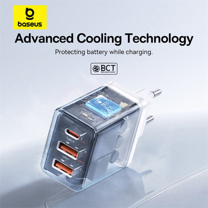 Φορτιστής Δικτύου Baseus Cube, 30W, 3A, 2 x USB-A - 1 x USB-C, Λευκό P10111402213-00