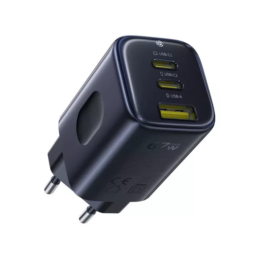 Φορτιστής Δικτύου Baseus PicoGo AE11, 67W, 1 x USB-A - 2 x USB-C, Μαύρο E0121200