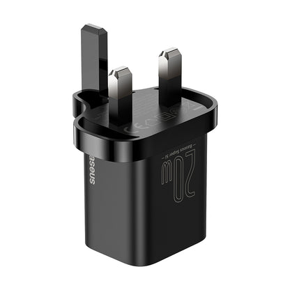 Baseus Super Si Wall Charger, 20W, 3A, 1 x USB-C, UK, Black CCSUP-K01