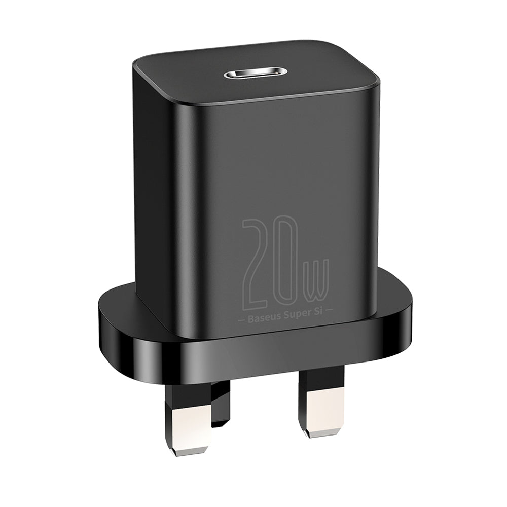 Baseus Super Si Wall Charger, 20W, 3A, 1 x USB-C, UK, Black CCSUP-K01