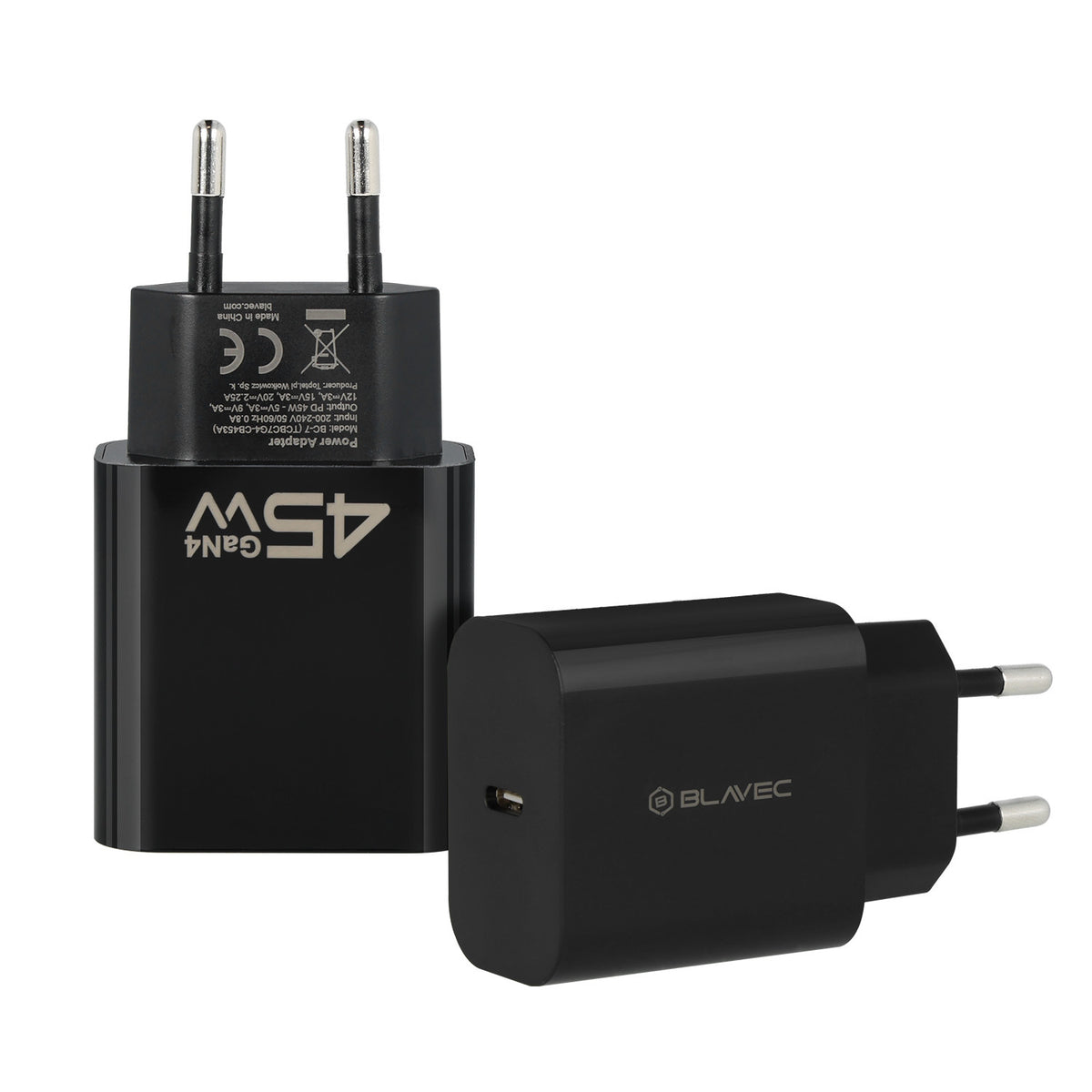 Blavec BC-7 Network Charger, 45W, 3A, 1 x USB-C, Black