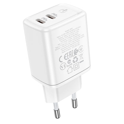 Network Charger Borofone BN9, 35W, 3A, 2 x USB-C, White 